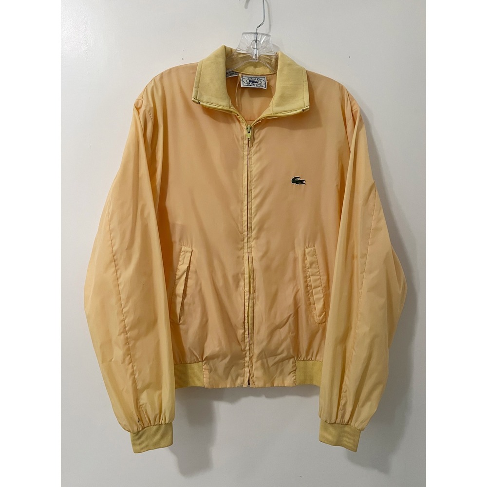 IZOD Lacoste Mens Lightweight Zip Up Jacket Pale Yellow Retro Sportswear Large